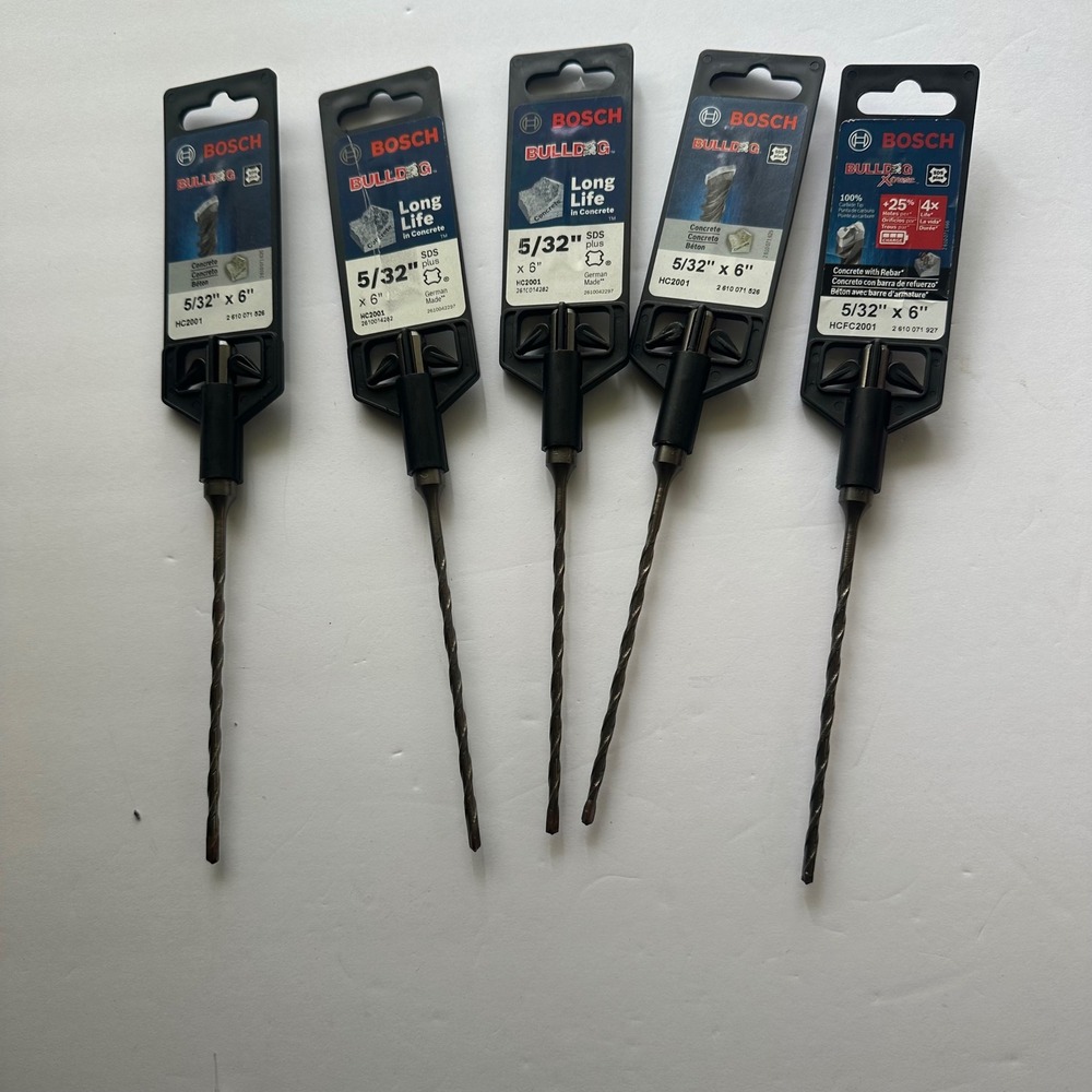 5pc Bosch Bulldog SDS-plus Rotary Hammer Drill Bits 5/32 x 6 HC2001 HCFC2001